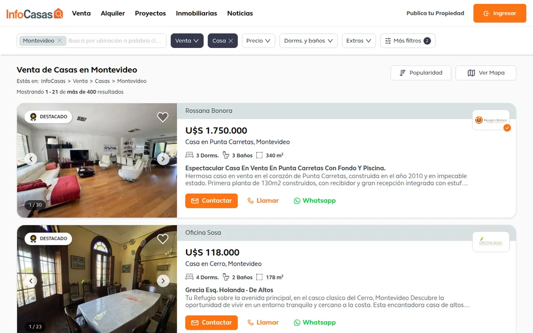 El sitio que consultamos — InfoCasas Uruguay & Paraguay Real Estate Scraper
