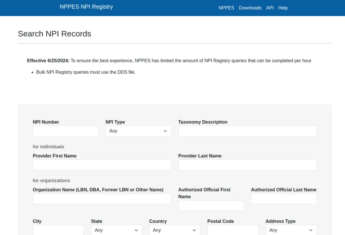 El sitio que consultamos — NPPES NPI Healthcare Provider Data Scraper