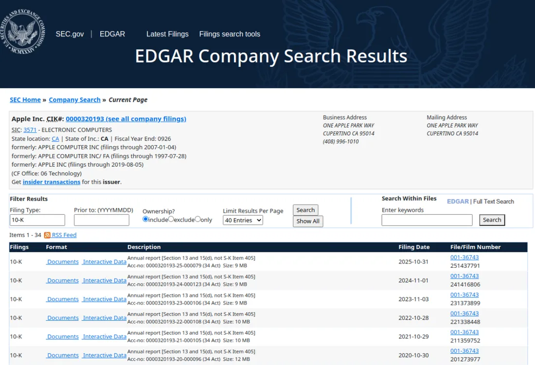 El sitio que consultamos — SEC EDGAR 10-K, 10-Q & 8-K Filings Scraper